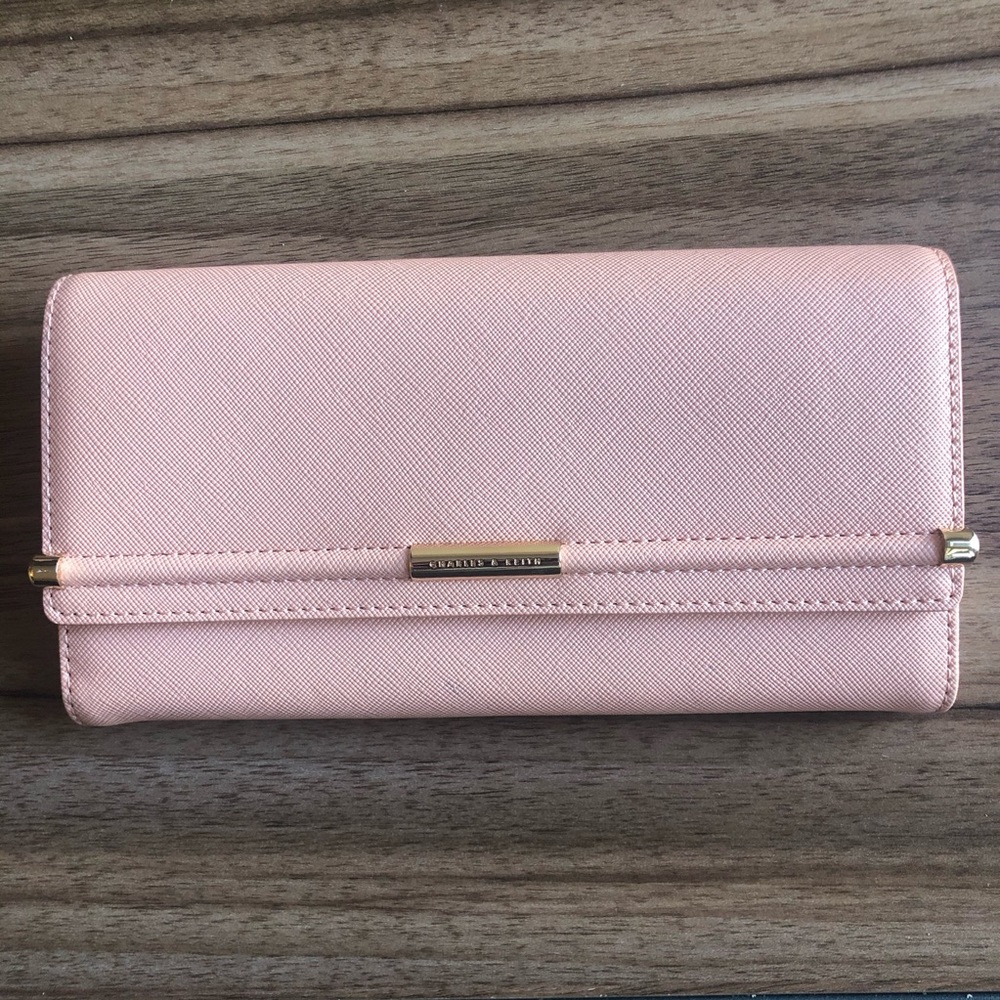 Charles and Keith Long Wallet with Gold Accents